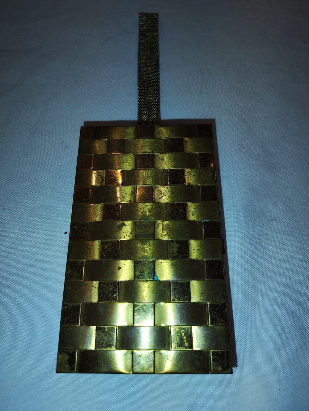 Vintage 1950’s Gold Tone Metal Basketweave Mesh Clutch/Evening Bag- Art Deco